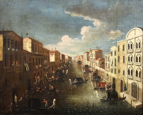 XVIIIe siècle - Venise, défilé de gondoles sur le canal - Gabriele Bella (Venise 1730-1799)